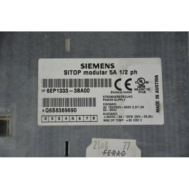 SIEMENS SITOP modular 5A 1/2 ph 6EP1333-3BA00 Power Supply